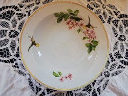 Eladó régi porcelán Zsolnay virágos madárkás mély tányér!