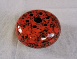 Retro vase, ikebana, marked, 15 cm, Hungarian handicraft ceramics