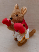 Old numbered marked boxer kangaroo figurine wearing silk box jersey and pants and gloves