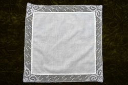 Crochet lace old handkerchief tray handkerchief 30 x 29 cm Art Nouveau pattern