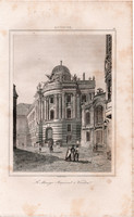 Bécs (7), acélmetszet 1842, francia, eredeti, metszet, Ausztria, 10 x 14, Le Manége Impérial, lovas