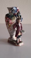 Antik fajansz figurális kis váza, szobor