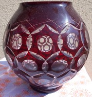 KARÁCSONYI VÁSÁR!!  Kettő darab hámozott barna üveg termék: öblös váza és hamutartó