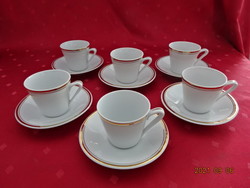 Great Plain porcelain coffee cup + placemat, gold border, six in one. He has!