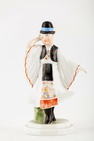 Herend, folk dancing boy in hat with hand-painted porcelain figurine, flawless! (P113)