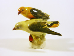 Herend, thrush bird pair of hand-painted porcelain figurines, flawless! (P073)