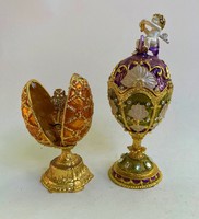Russian vintage handcrafted faberge type gilded fire enamel egg eggs jewelry store