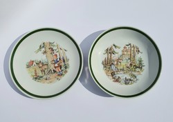 Régi Kahla német porcelán mese mintás tányér gyerek tányér 2 db-os szett
