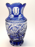 Kék kristály váza 15,4 cm magas