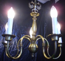 Eagle copper Flemish chandelier with 5 burners