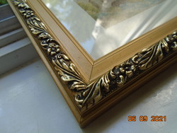 Ornate flawless old gilded blonde rama with needle tapestry