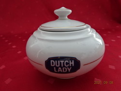 Lowland porcelain sugar bowl with Dutch lady inscription, height 9 cm. He has!