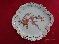 Aquincum porcelain centerpiece, cherry blossom, pierced edge. Its size is 17 x 16 x 2 cm. He has!