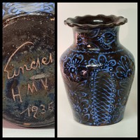 "Kincses 1935" Kincses Imre "HMV" Hódmezővásárhely jelzett, kerámia váza (1877)