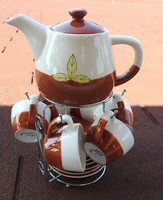 Vabene - marked, Italian - coffee set with metal holder
