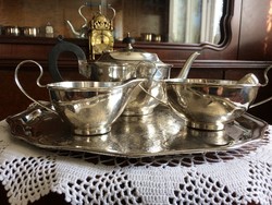 True aristocratic grace, silver-plated coffee-tea serving set with glitter-flashing surface