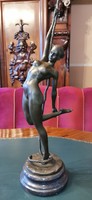 Rope dancer female nude - bronze sculpture artwork