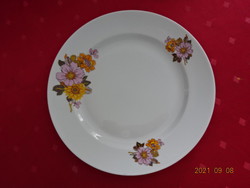 Plain porcelain flat plate, purple and yellow floral, diameter 24 cm. He has!