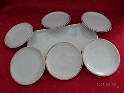 Great Plain porcelain cake set, for six people, with gold border. He has!