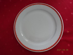 Plain porcelain flat plate with a red stripe - gilded, diameter 23.8 cm. He has!
