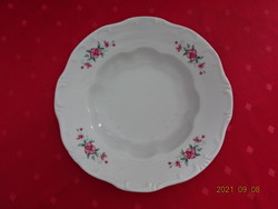Zsolnay porcelain deep plate with pink flowers, diameter 23.5 cm. He has!