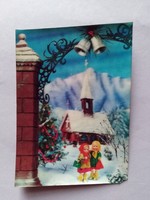 Retro 'dimensional' postcard, Christmas, 1980s