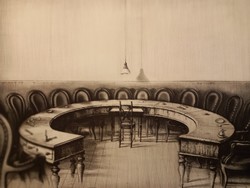 Escher, Rolf.: Vizsgaasztal (Prüfunstisch) rézkarc, aláírt, sorszámozott