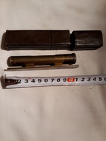 Old copper marked spirit level in iron case