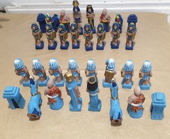 Egyiptomi figurás sakk készlet  eladó!Kézzel festett kerámia sakk készlet