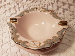 Gilded, pink porcelain ashtray h & c czechoslovakia, never used, stored in its original box