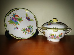 Herend vbo victoria soup cup with lid + saucer