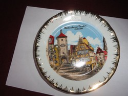 Kleiber Bavarian German porcelain wall plate. Rothenburg view with gold border. He has!