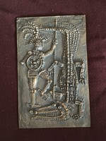 jelzett ritka Kopcsányi Ottó bronz fali dísz Sárkányölő Szent György