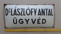 Enamel plaque, old, large lawyer nameplate from the first half of the last century
