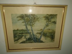 Ferenc Zajti (1886-1961) landscape with rivers-original work, with recommendation, from 1 forint, only for 1 week.