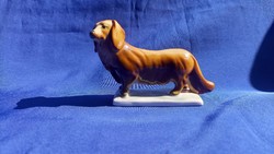 Zsolnay hosszúszőrű tacskó,kutya ,nipp,figura