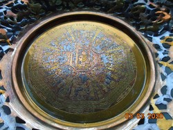 Giant copper wall plate with gilded, silver-plated, chiselled Egyptian patterns and bronze-patterned grape pattern