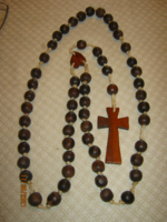 Giant wooden rosary pilgrim reader
