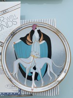 Art Deco porcelán dísztányér sorozat Marci McDonald (amerikai művésztől) 1990-ből (teljes sorozat!)