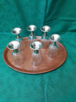 Alpaca base, engraved glass, 4cl, drink set, 6 pcs.