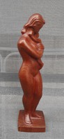 Gyönyörű különleges, aukciós Modern,alkotàs : Kurt Harald Isenstein ! Anya gyermekével fa szobor