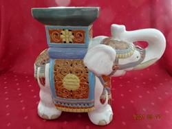 Glazed ceramic elephant figure, openwork pattern, flower holder, height 29.5 cm. He has!