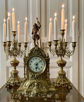 From one forint - antique, copper, French fireplace clock with candlesticks