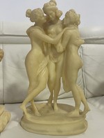 Beautiful antique three grace nude painted old decoration