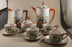 Karlsbadi porcelán teás készlet kínai jelenetes 566