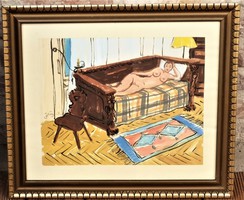 Tibor Vöröss' (1911-1999) nude painting with an original guarantee from the 50's!