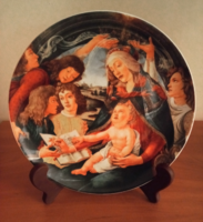 Boticelli festményes tányér, limitált kiadás. Tányér tartó bak ajándék.