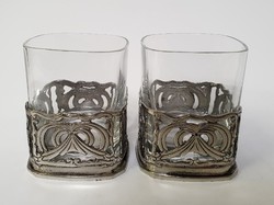 Whiskeys glass with metal base, 2 pcs