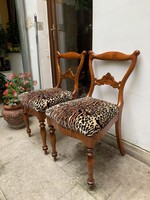 Beautiful Bieder chairs with ocelot patterned upholstery.