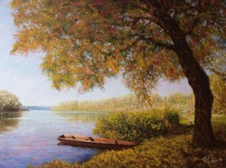 Autumn sauce. Dead Tisza * quality oil painting * hse j. * Noted.